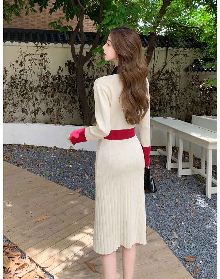 Long sleeve autumn and winter knitted temperament dress for women