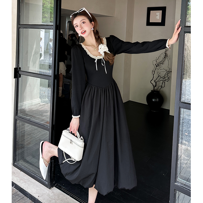 Black dress thick and disorderly long dress for women