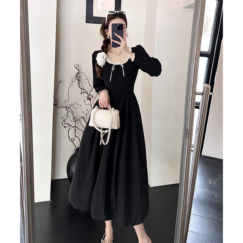 Black dress thick and disorderly long dress for women