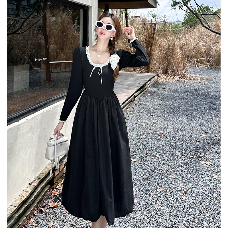 Black dress thick and disorderly long dress for women