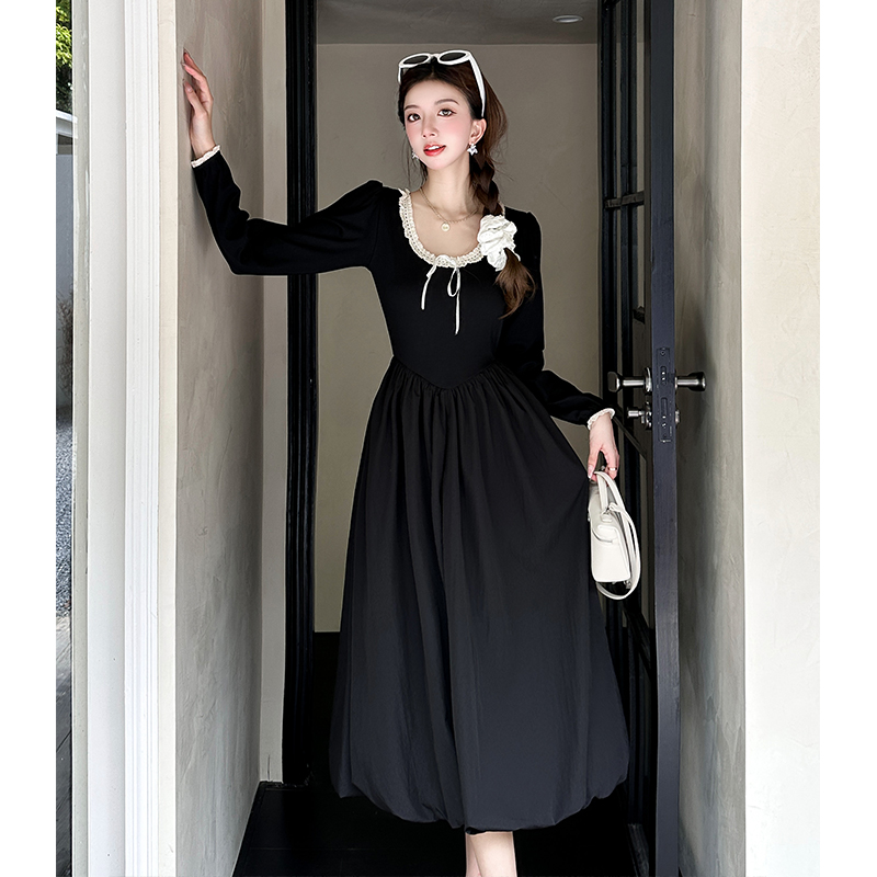 Black dress thick and disorderly long dress for women