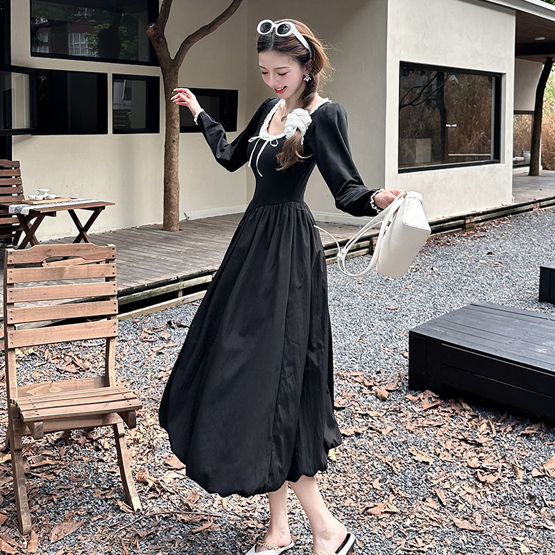 Black dress thick and disorderly long dress for women