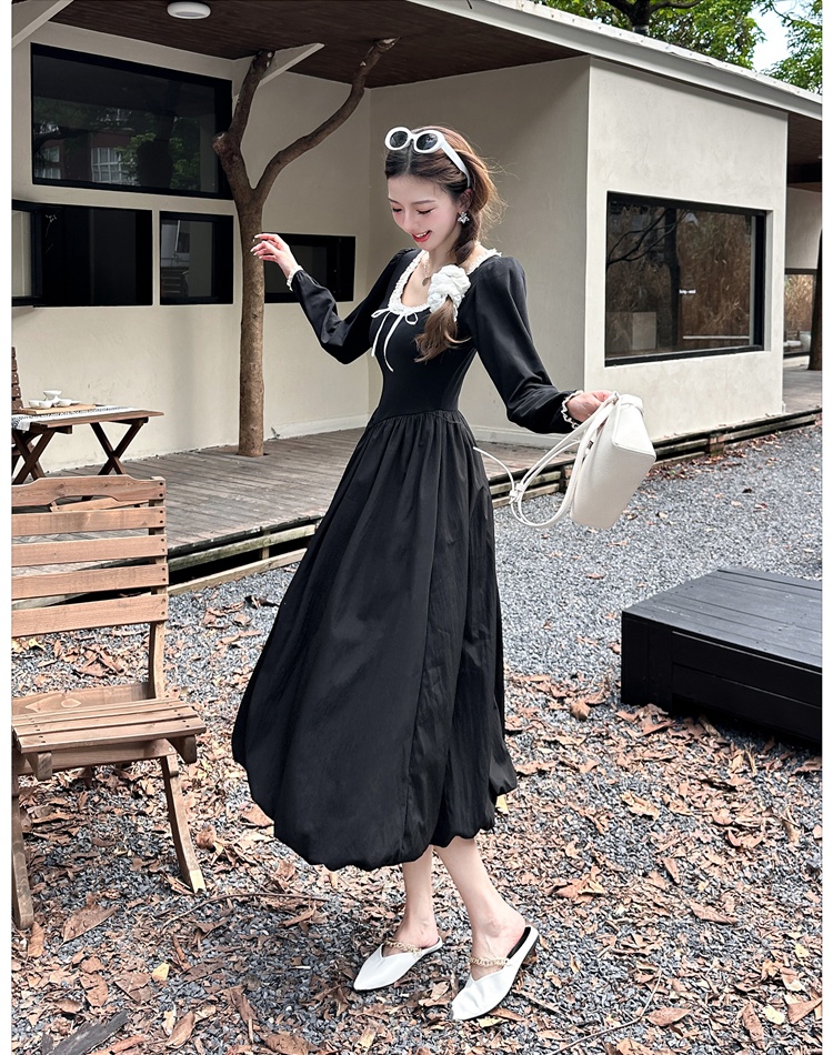 Black dress thick and disorderly long dress for women