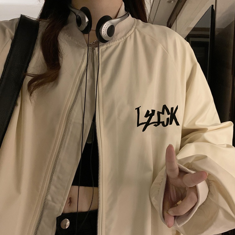 Autumn baseball zip coat couples loose jacket