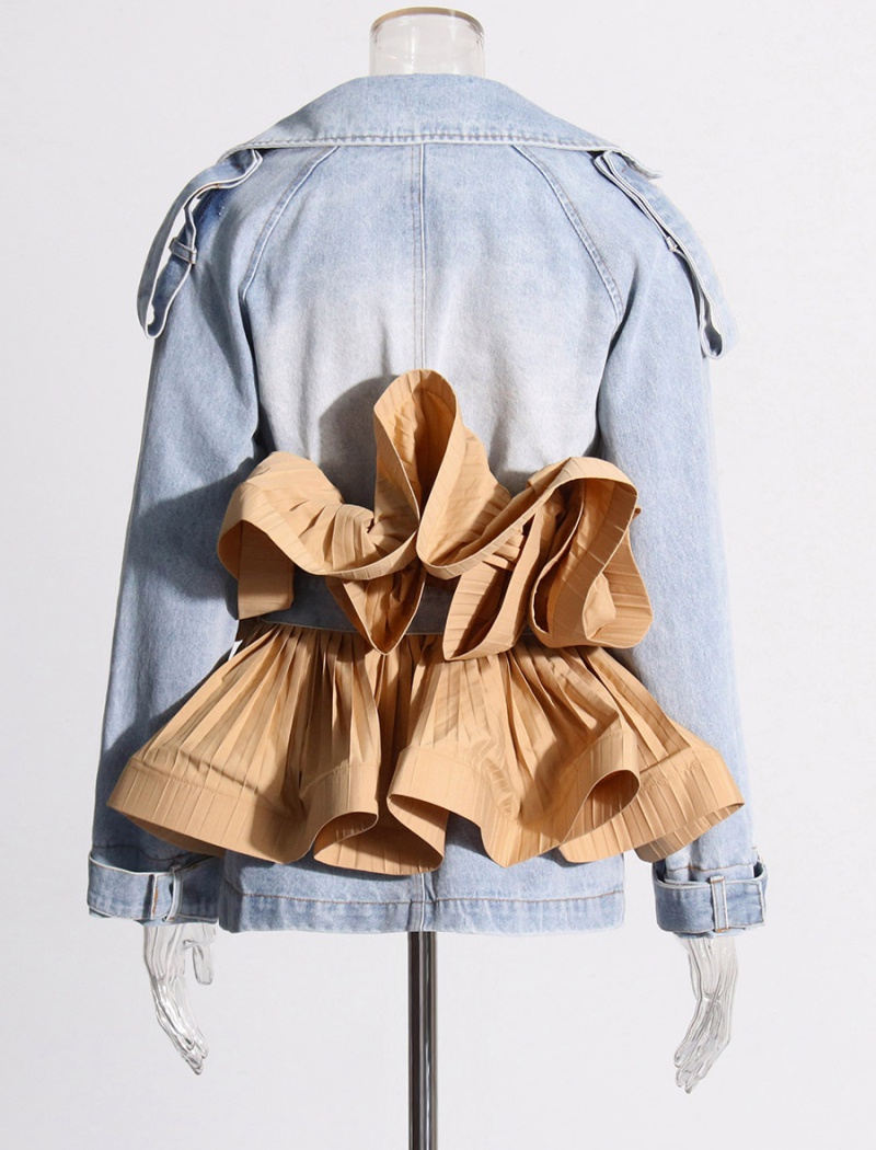 Temperament mixed colors denim jacket splice denim coat for women