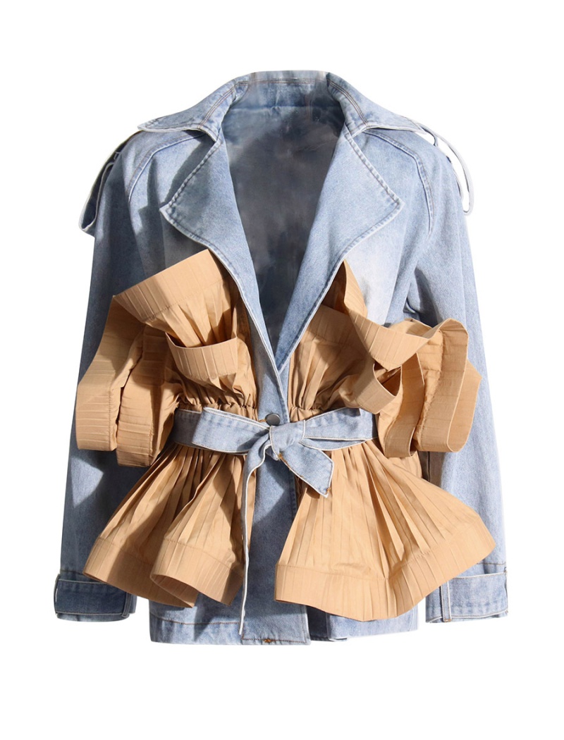 Temperament mixed colors denim jacket splice denim coat for women