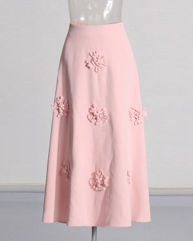 Flowers chanelstyle high waist stereoscopic A-line skirt