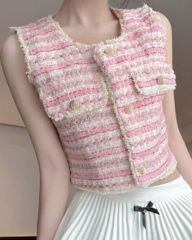 Chanelstyle pink France style woolen waistcoat