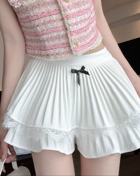 Bow white high waist France style short skirt