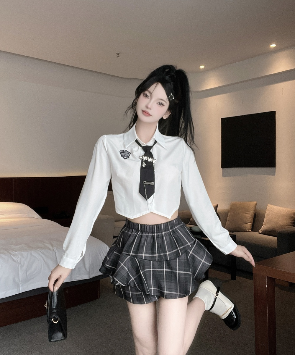 Slim shirt Western style uniform 2pcs set