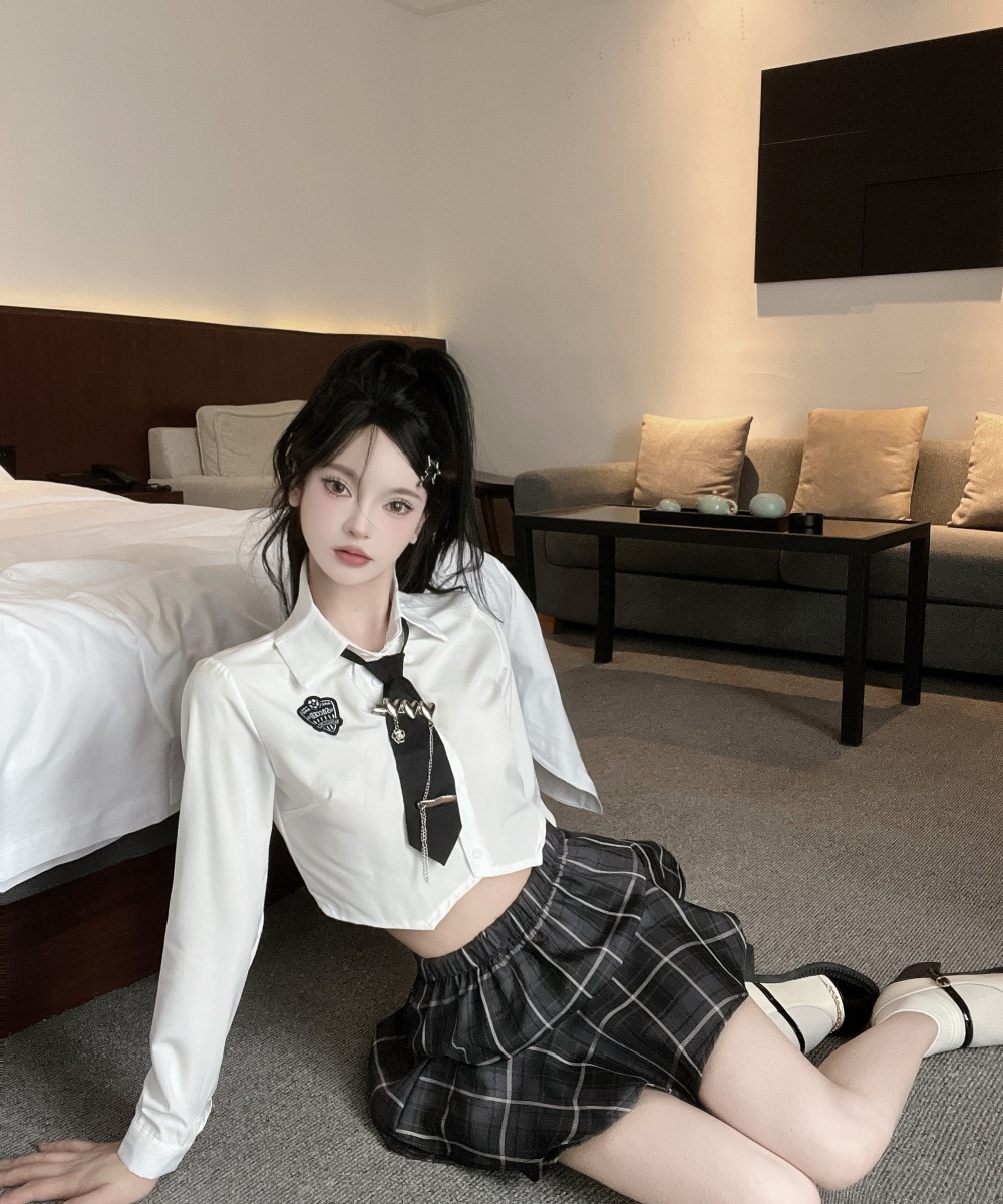 Slim shirt Western style uniform 2pcs set