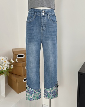 Autumn slim retro temperament high waist jeans