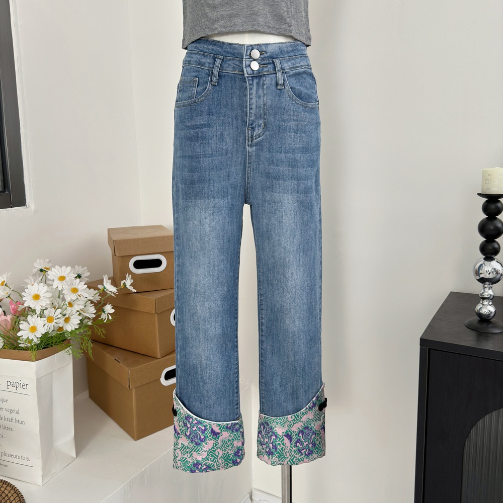 Autumn slim retro temperament high waist jeans