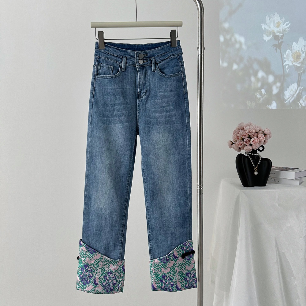 Autumn slim retro temperament high waist jeans