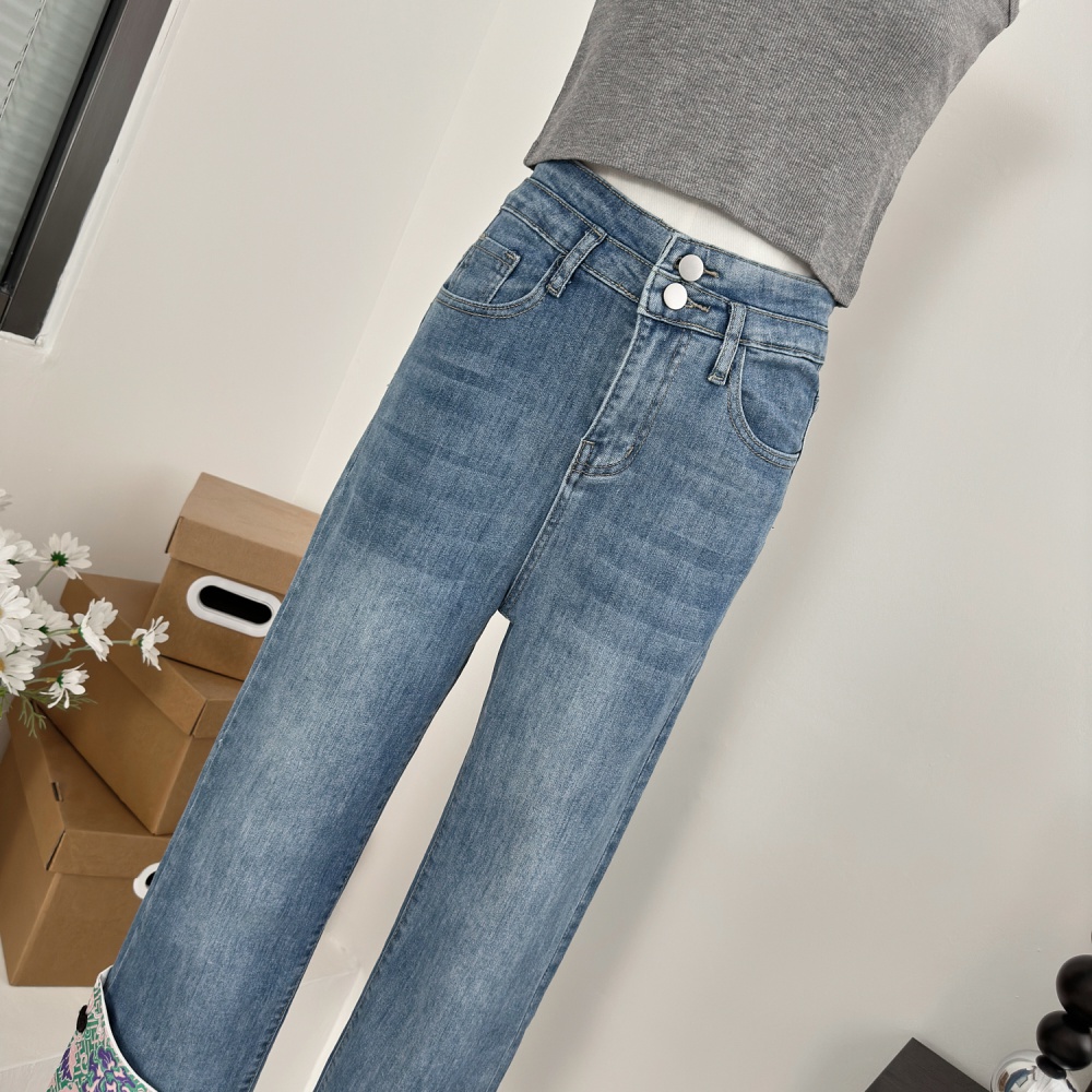 Autumn slim retro temperament high waist jeans