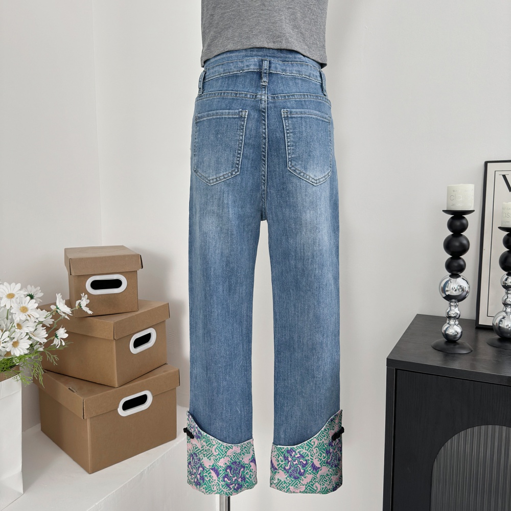 Autumn slim retro temperament high waist jeans