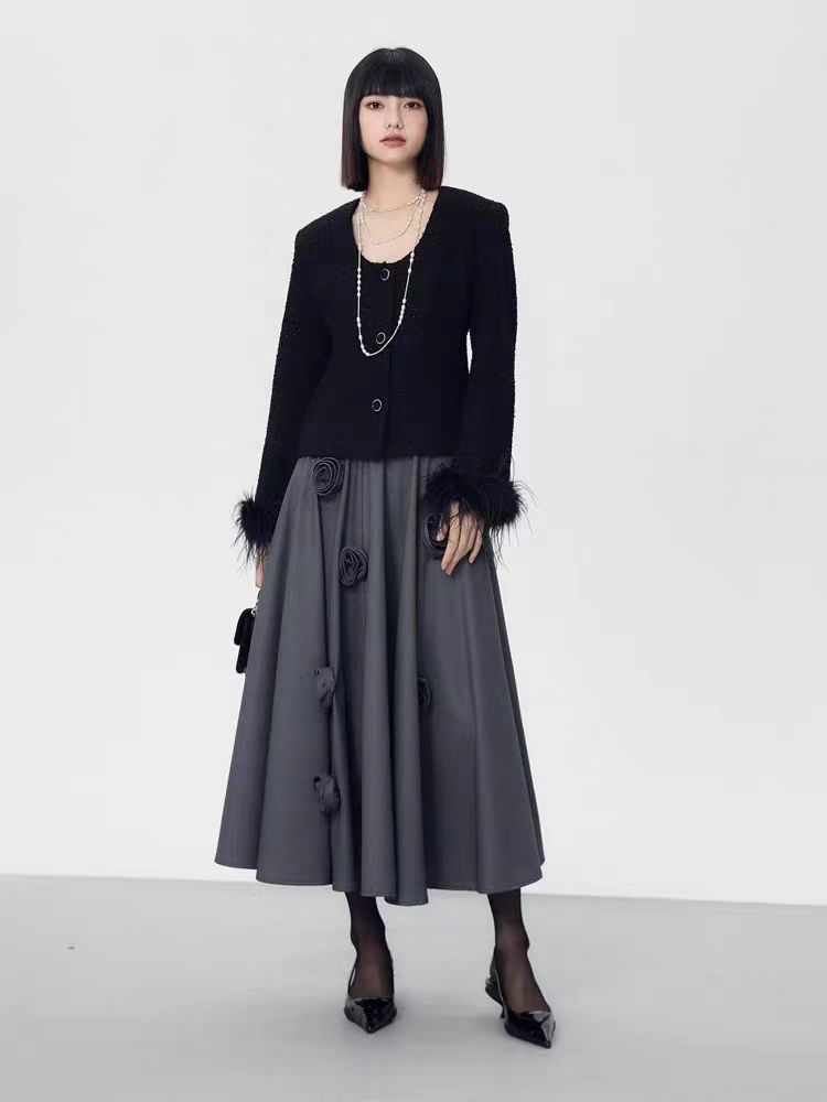 Autumn and winter stereoscopic skirt high waist short skirt