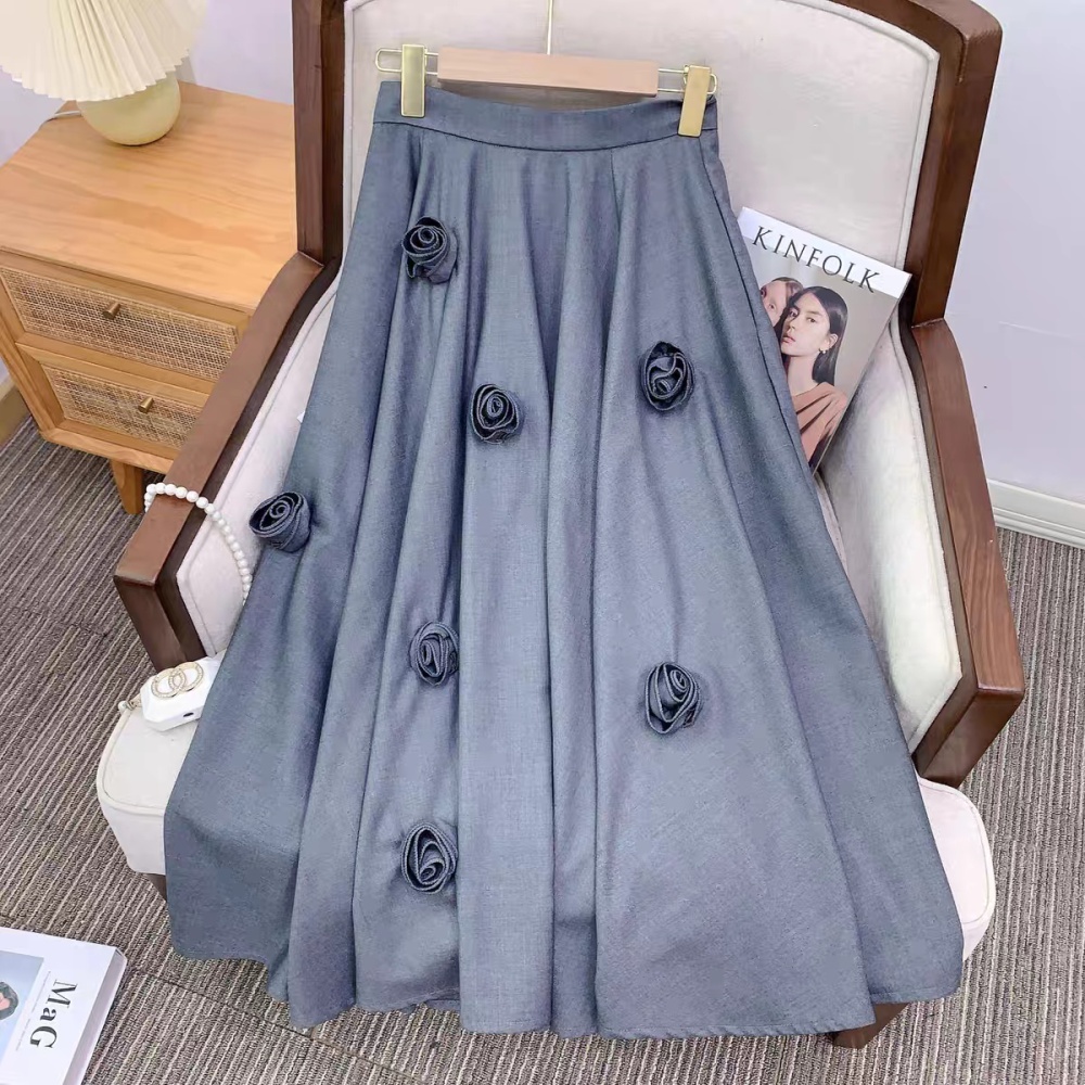 Pleated high waist skirt stereoscopic flowers short skirt