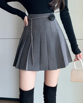 Pleated A-line short skirt high waist slim skirt