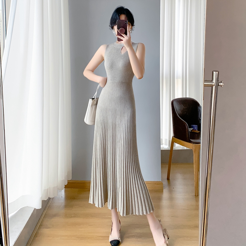 Sleeveless bottoming long dress autumn dress for women