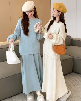 Temperament pure sweater long long skirt 2pcs set