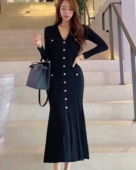 Package hip slim dress mermaid V-neck long dress