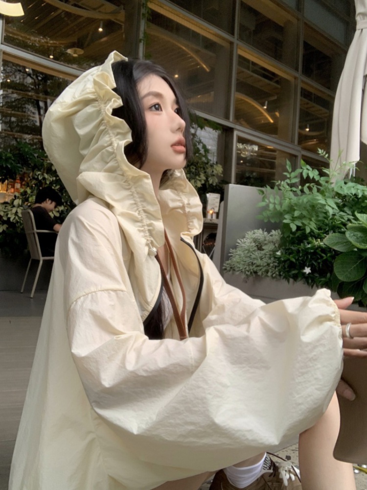 Hooded baotou pure coat light A-line shorts 2pcs set