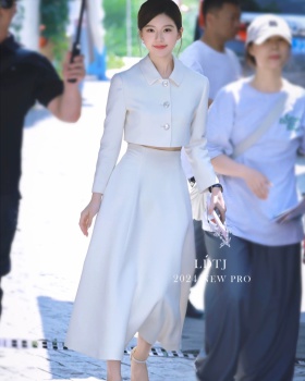 White France style long skirt chanelstyle jacket 2pcs set