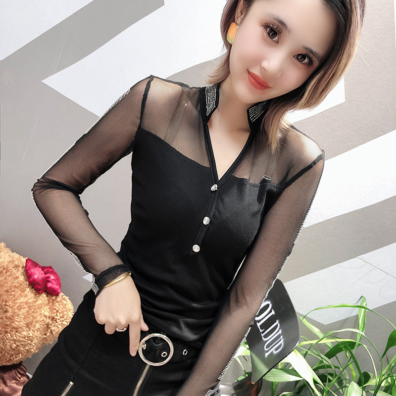 Autumn gauze sexy niche small shirt for women