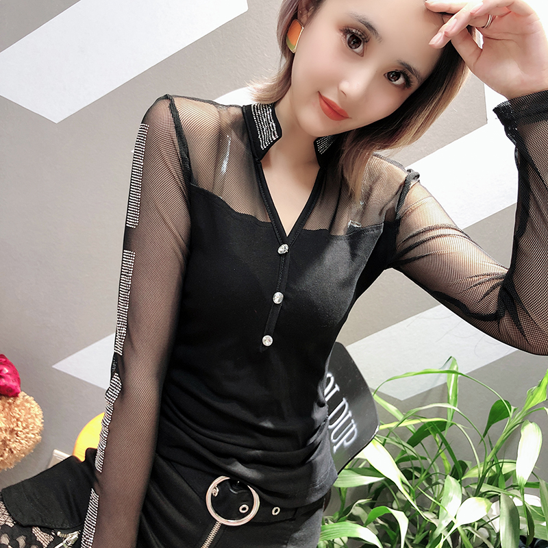 Autumn gauze sexy niche small shirt for women