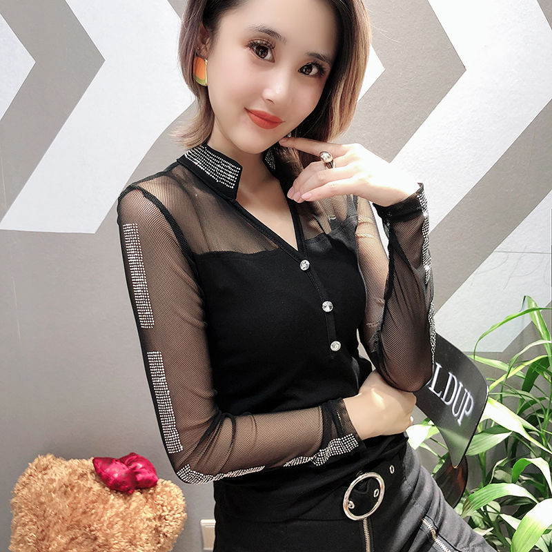 Autumn gauze sexy niche small shirt for women