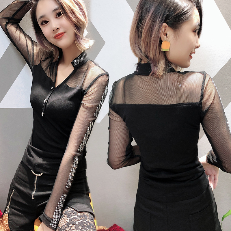 Autumn gauze sexy niche small shirt for women