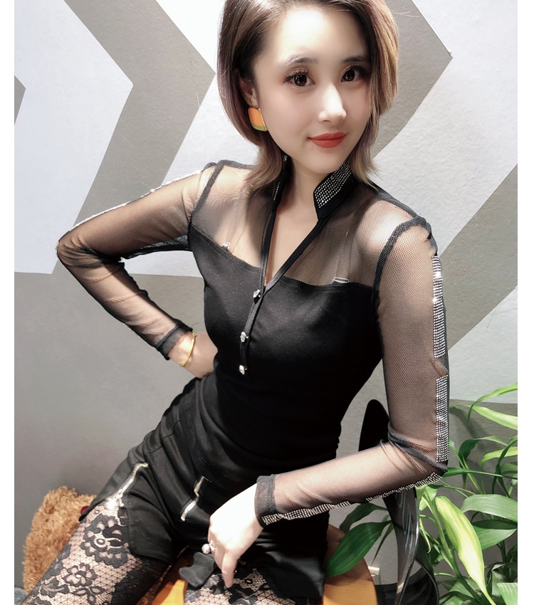 Autumn gauze sexy niche small shirt for women