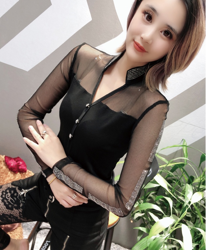 Autumn gauze sexy niche small shirt for women