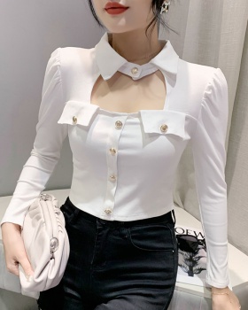 Metal slim small shirt autumn tops for women