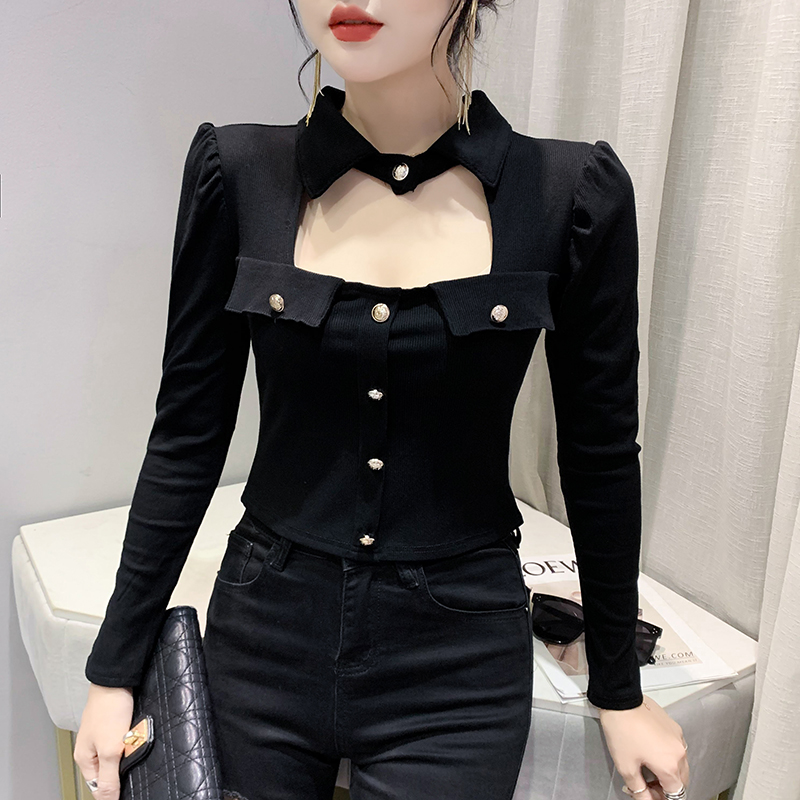 Metal slim small shirt autumn tops for women