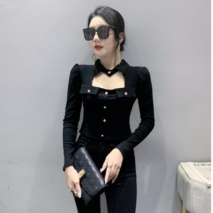 Metal slim small shirt autumn tops for women