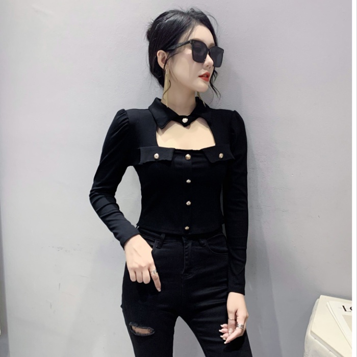 Metal slim small shirt autumn tops for women