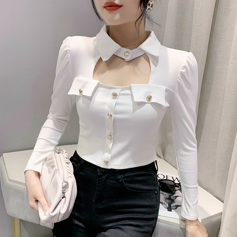 Metal slim small shirt autumn tops for women