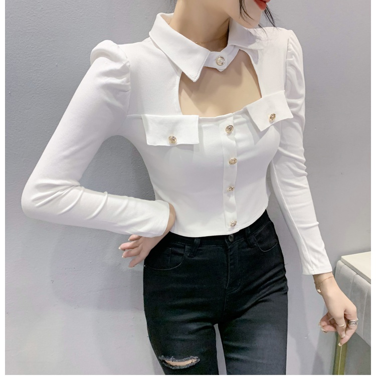 Metal slim small shirt autumn tops for women