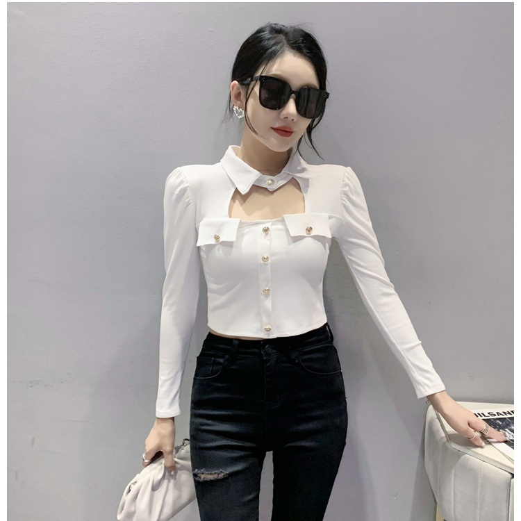 Metal slim small shirt autumn tops for women