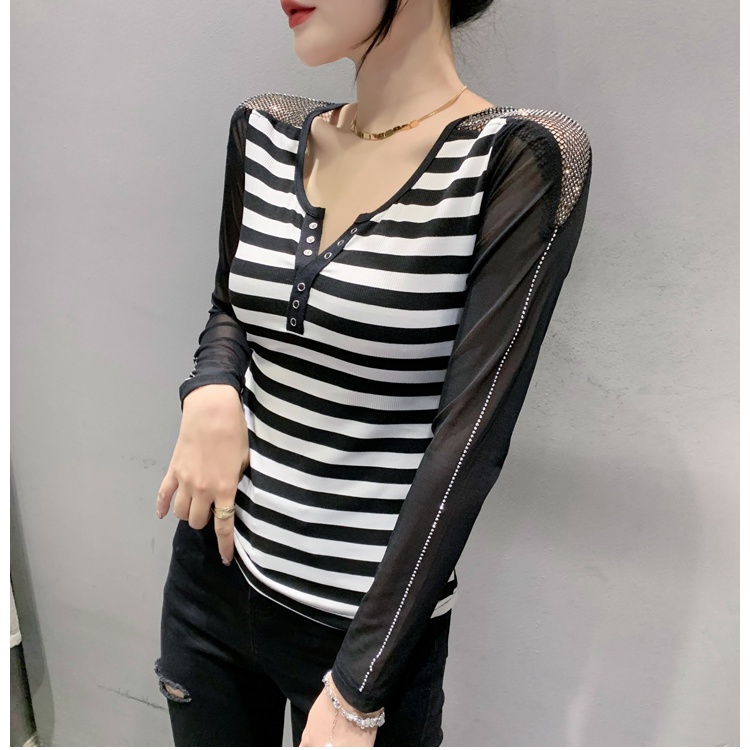 Autumn and winter gauze sleeve small shirt for women