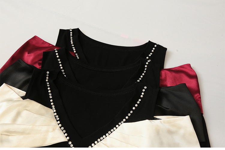 Rhinestone long sleeve tops slim unique bottoming shirt