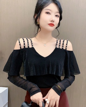 Slim unique tops strapless rhinestone bottoming shirt