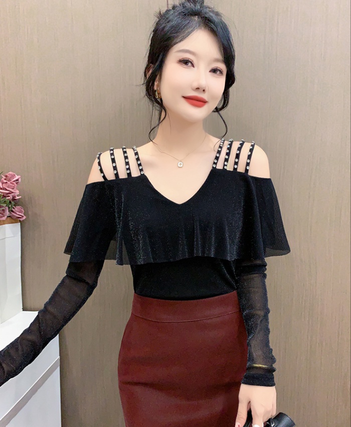 Slim unique tops strapless rhinestone bottoming shirt