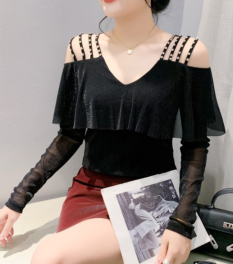 Slim unique tops strapless rhinestone bottoming shirt