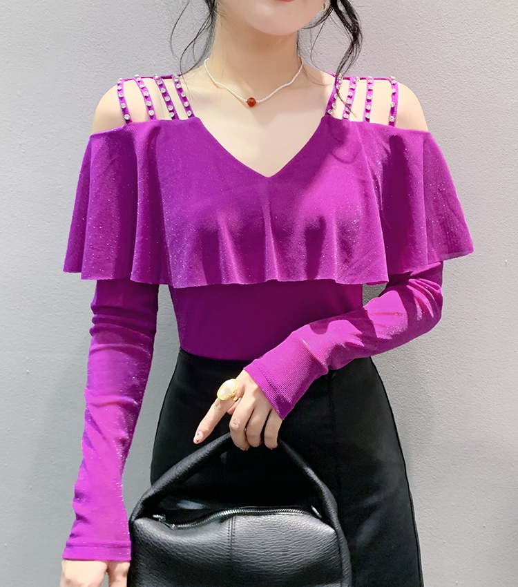 Slim unique tops strapless rhinestone bottoming shirt