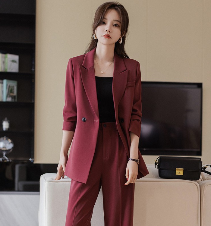 Profession business suit long sleeve long pants 2pcs set