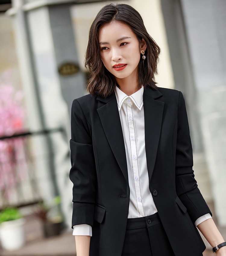 Korean style overalls coat profession suit pants 2pcs set