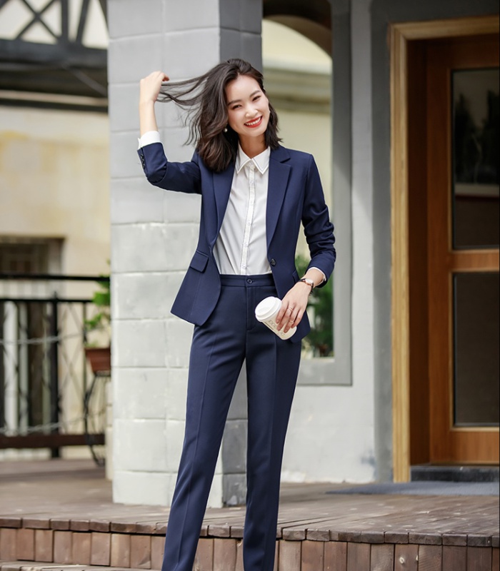 Korean style overalls coat profession suit pants 2pcs set